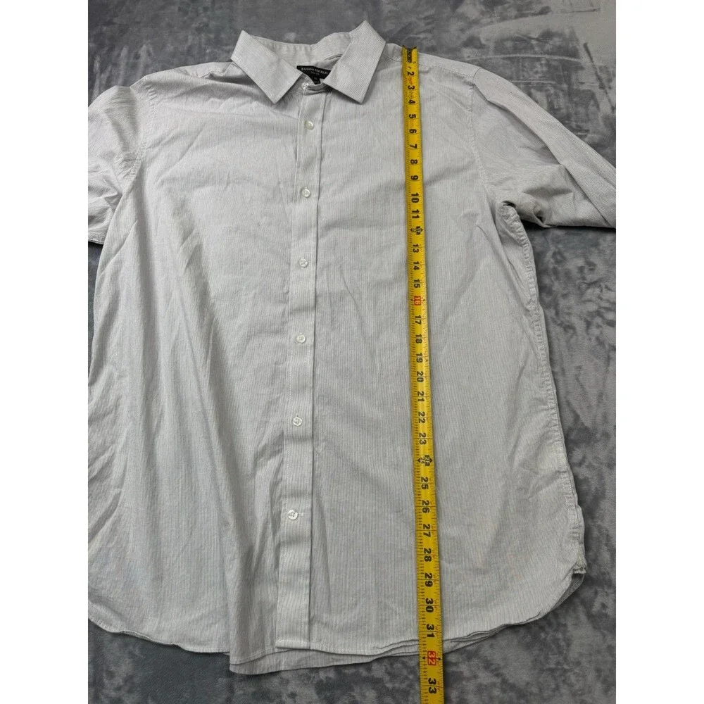 Banana Republic Mens Button Up Shirt Slim Fit Size XXL 2XL White Stripped